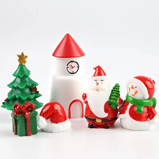 LovesTown 38 PCS Fairy Garden Christmas Accessories, Christmas Miniature Ornaments, DIY Snow Globe Figurines, Christmas Decorations for Christmas Party {6}