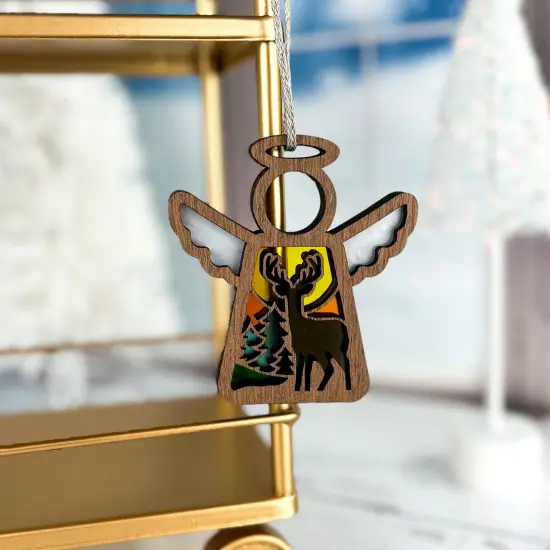 3.5" (H) Autumn Deer Ornament - Handcrafted in Texas - Mother's Angels® Christmas Angel Wings Figurine {3}