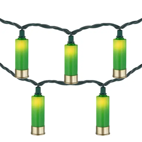 Northlight Shotgun Shells Patio Light Set - Green and Gold - 6' Green Wire - 10ct {3}