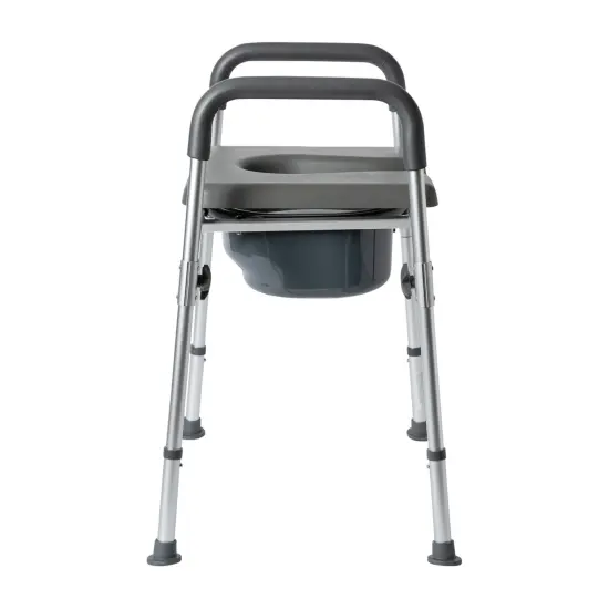 Emma and Oliver Maury Shower Commode Chair with Safety Rail, Height Adjustable Frame, Padded Seat & Armrests, Removable Pail with Lid, Fits Most Toilets Blue {11}