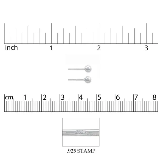 JewelrySupply Sterling Silver 4mm Ball Post Earrings (1 Pair of Sterling Silver Earrings) {2}