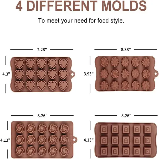 4 Packs Silicone Molds for Chocolate, Food Grade no-stick Baking, candy and butter Mold with different shape {1}