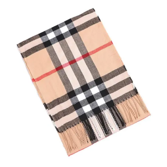 Kitcheniva Plaid Wool Soft Cashmere Winter Scarf Unisex Pink {2}
