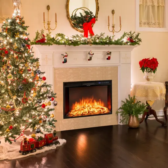 Recessed Electric Fireplace with Adjustable Flame Brightness {2}