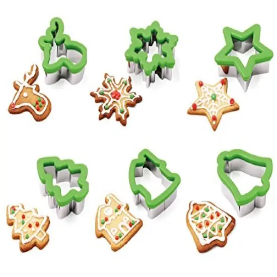 JOYIN 13 Pcs Stainless Steel Christmas Cookie Cutters with Comfort Grip 3.5&iacute; plus a Rolling Pin for Large Holiday Cookies, Snowflake Cookies, Gingerbread Man Cookies, Christmas Party and Baking Gift {6}