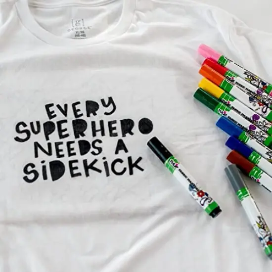 Set of 10 Permanent Fabric Brush Tip Markers, Rainbow {4}