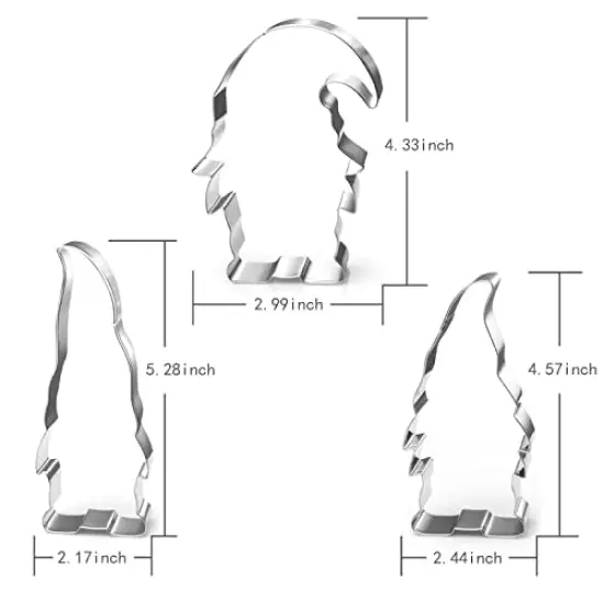 Gnome Cookie Cutter Set-5.3" 4.5" 4.3"-3-Pieces-Holiday Cookie Cutters Fondant Biscui Cutters {1}
