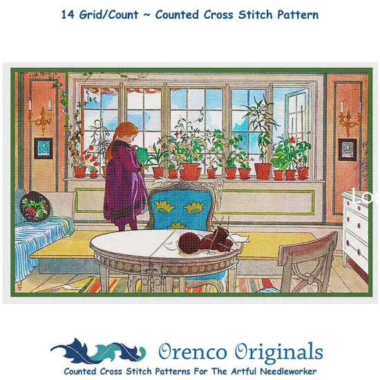 Garden Window Counted Cross Stitch Pattern by Carl Larsson {1}