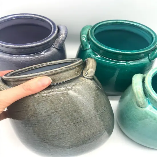 Ceramic Jar Crock Planter - Medium WIND Water Blue {2}