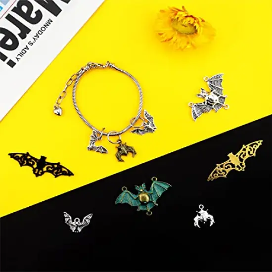 33 Pieces Bat Charms Mixed Halloween Spooky Flittermouse Flying Vampire Bat Connector Charms Pendants DIY for Jewelry Making Crafting {5}