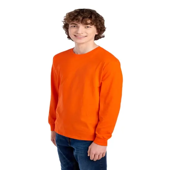 Youth Crew Neck Long Sleeve Safety T-Shirt | RADYAN&reg; Orange {5}