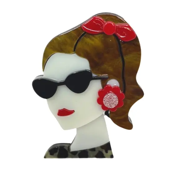 Wrapables Acrylic Fashion Brooch Pin for Sweaters, Coats, Scarves, and Bags, Glamour Girl {1}