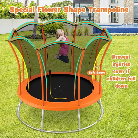 Unique Flower Shape Trampoline with Galvanized Steel Frame Orange {4}