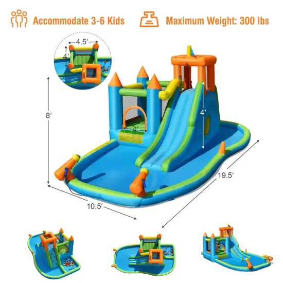Inflatable Water Slide Kids Bounce House Splash Water Pool {4}