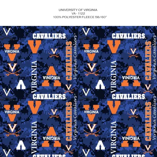 Sykel Enterprises-University of Virginia Fleece Fabric-Virginia Cavaliers Digi Camo Fleece Blanket Fabric-Sold by the yard {1}