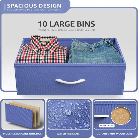 Sorbus Dresser with 10 Drawers - Storage Unit Organizer Chest for Clothes - Bedroom, Room, Nursery, & Closet - Steel Frame, Wood Top & Handles, and Easy Pull Fabric Bins Pastel {6}