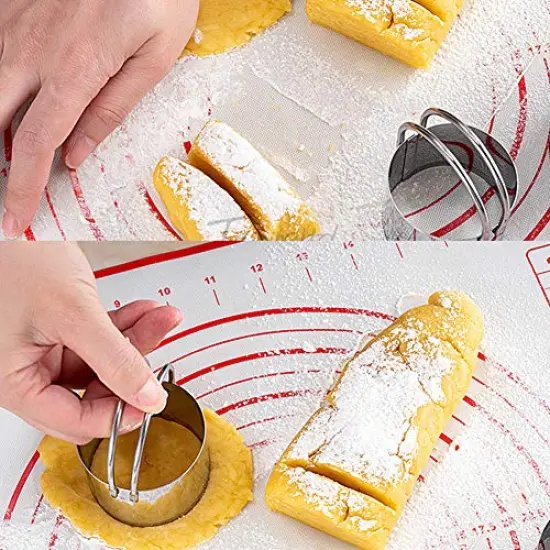 5 Pieces Circle Biscuit Cutter,Professional Stainless Steel Round Cookies Mold Tool with Ring Handle for Baking Pastry Doughnut {4}