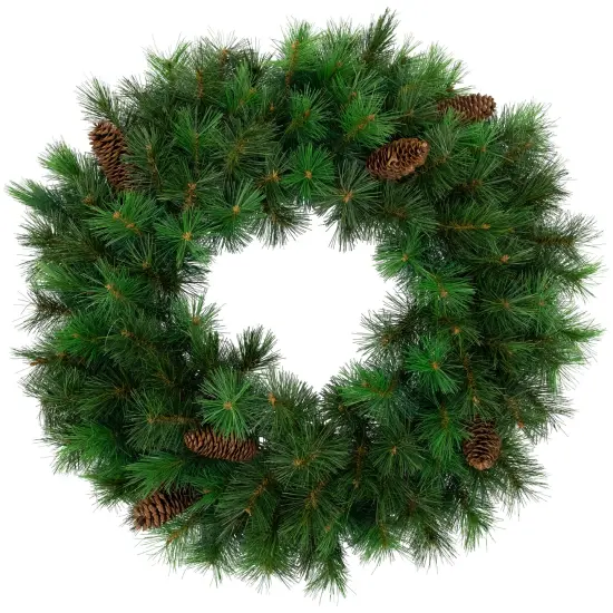 Northlight Royal Oregon Pine Artificial Christmas Wreath with Pinecones - 24" - Unlit Green {1}