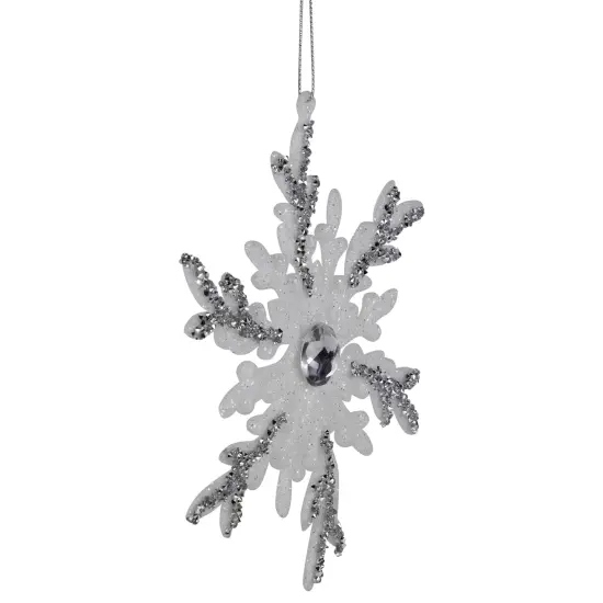 Northlight Glitter Snowflakes Christmas Ornaments - 6" - White and Silver - 4ct {6}