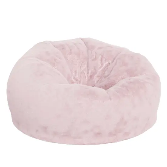 Emma and Oliver Oversized Bean Bag Chair for Kids and Adults Blush Furry {1}