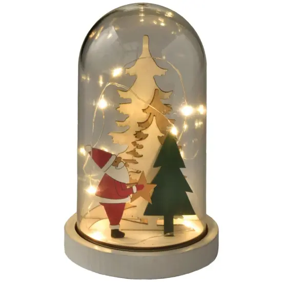 Santa and Trees Light-Up Wooden Decoration, 1ct {1}