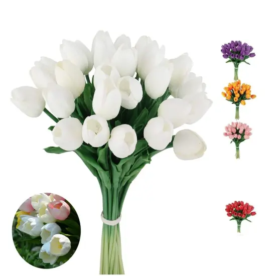 Kitcheniva Artificial Tulips Real Touch Home Decor 10 Pcs Pink {2}