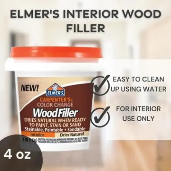 Elmers Carpenter's Color Change Wood Filler - Paintable Wood Putty for Repairs &ndash; Wood Grain Filler for Crafts and DIY Projects, Weatherproof and Durable &ndash; Includes 5 Pixiss Paste Spreaders {2}