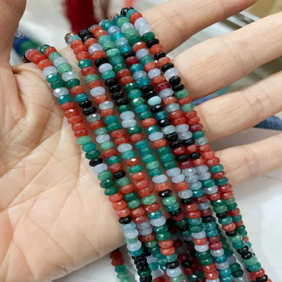 Kitcheniva 15.5" Faceted Jade Rondelle Beads 2x4mm Multicolor 05 {1}