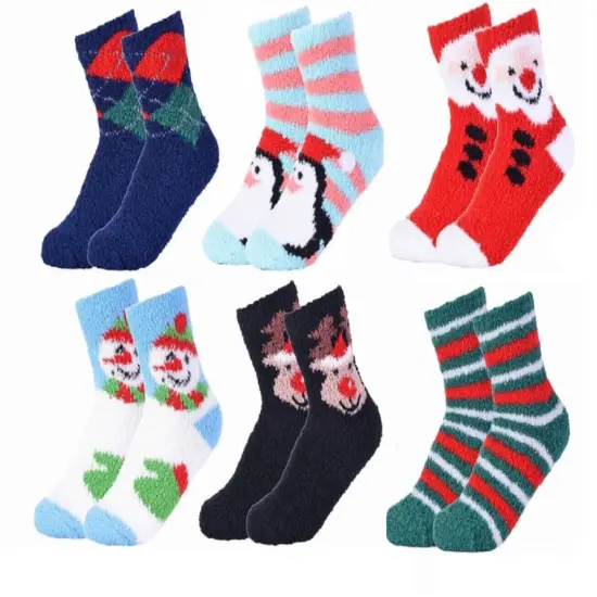 6 Pairs Cozy Christmas Crew Socks {3}