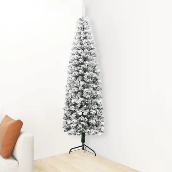 Slim Artificial Half Christmas Tree with Flocked Snow {3}
