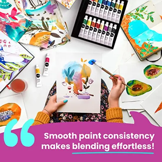 36 PCS Watercolor Paint Set for Adults, Kids, Beginner & Professional Artists - 36 Watercolor Tubes Set (12ml, 0.4oz), 10 Painting Brushes & 1 Palette | Vibrant Water Color Art Painting Supplies {4}