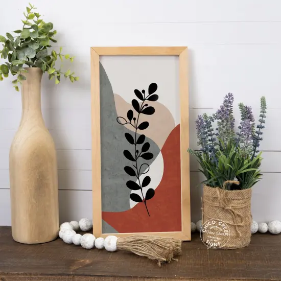 Pastel Leaves Wall Art Wood Sign Framed Home Housewarming Gift {2}