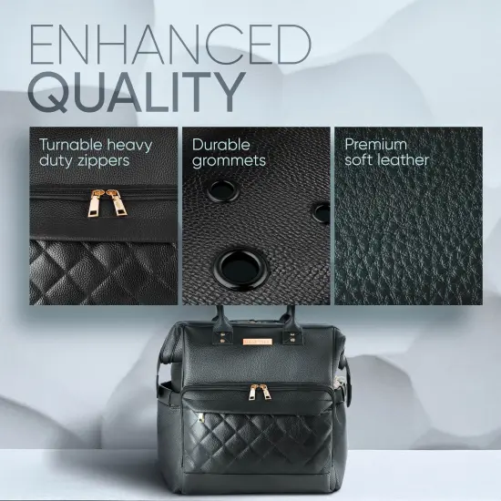 Yarn Storage Backpack for Knitting & Crocheting on the Go - Faux Leather Water-Resistant Bag with USB Port {5}