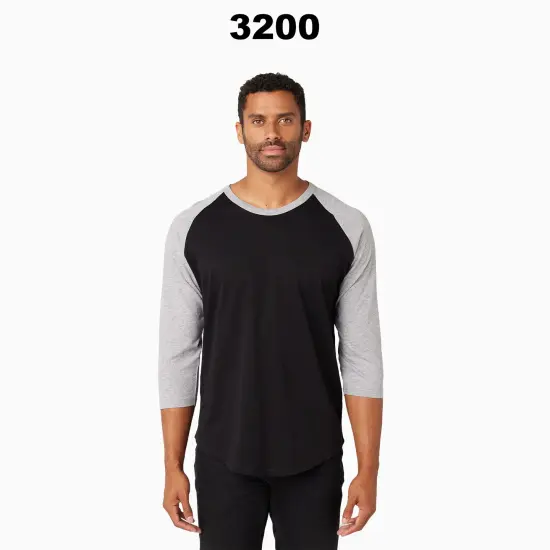 BELLA + CANVAS&reg; Three-Quarter Crewneck Baseball T-Shirt Grey/ charcoal blac {3}