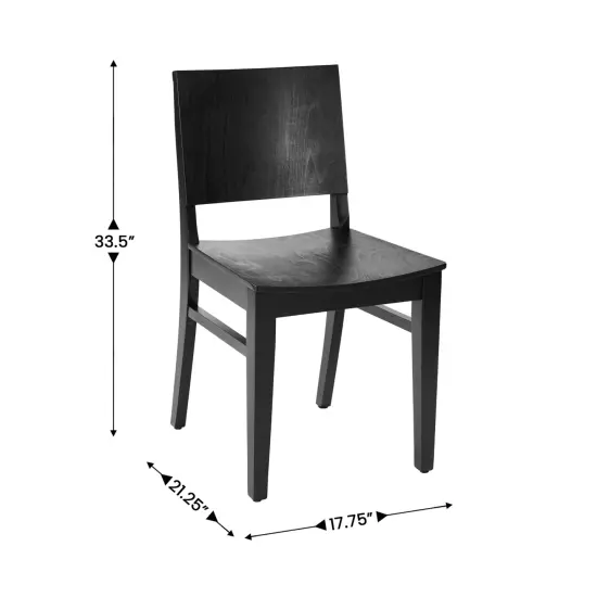 Emma and Oliver Spencer Set of 2 Dining Chairs with Curved Backrests and Solid Wood Constructions Black {5}