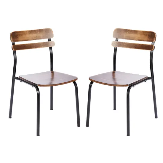 Emma and Oliver Blanchard Set of 2 Dining Chairs with Metal Frames and Solid Wood Seats and Backs with Antique Finishes Antique Copper {2}