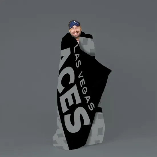 Sleep Squad Las Vegas Aces Logo 60&rdquo; x 80&rdquo; Raschel Plush Throw Blanket {2}
