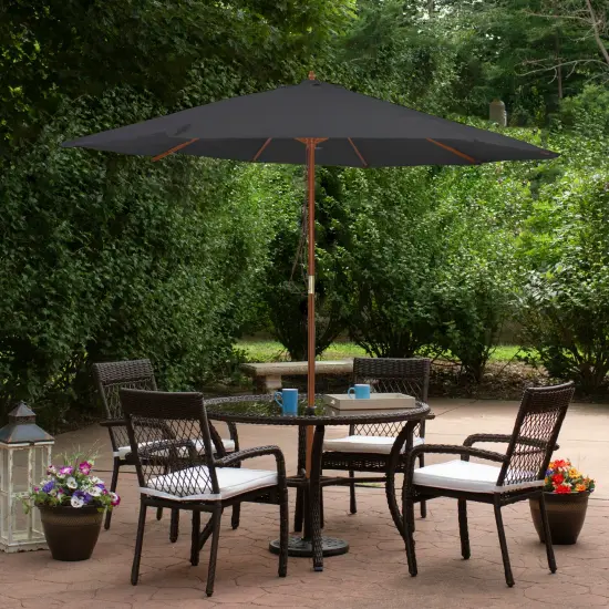 Northlight 8.5ft Outdoor Patio Market Umbrella with Wooden Pole, Gray {3}