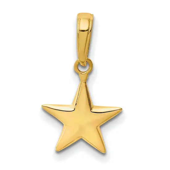 14K Gold Small Polished 3D Star Charm Pendant Jewelry 17 x 11 mm {3}
