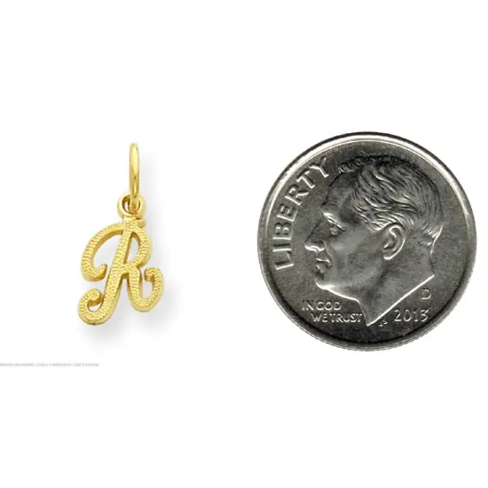 14K Yellow GoldLetter R Charm Pendant Jewelry 16mm Long X 7mm Wide approx. {2}