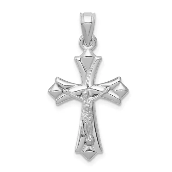 14K White Gold Crucifix Pendant Charm Religious Jewelry 30 X 16mm {1}