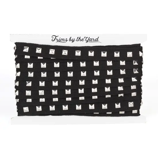 5 Yards of Arabella 3/4" Wide Silver Square Studded Tape Trim | 5 yard cut {2}