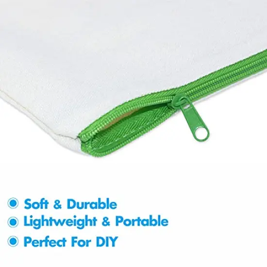 15 PCS Canvas Colorful Zipper Bags, DIY Craft Bags Travel Canvas Makeup Pouches for Cosmetic Toiletry Stationery Storage (Beige, 8.3” x 4.7”) … {4}