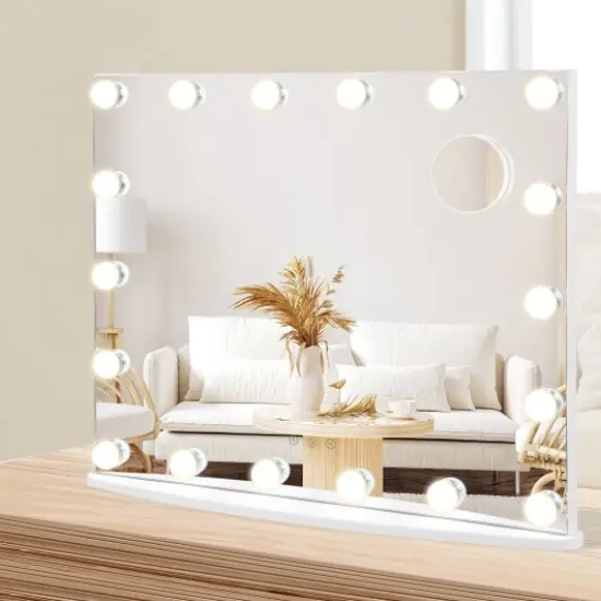 Vanity Mirror with 18 Dimmable LED Bulbs and 3 Color Lighting Modes- White {2}