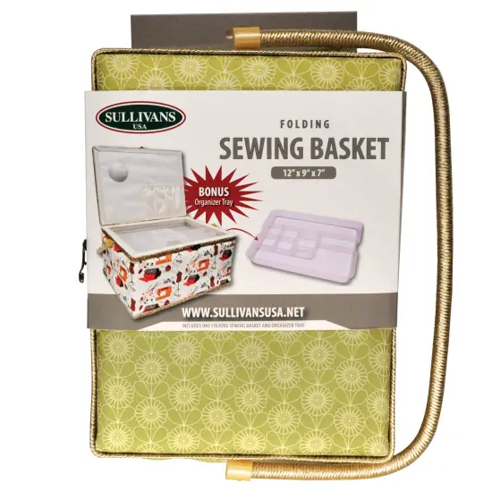Folding Sewing Basket Floral - green/white {5}