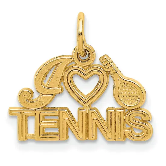14K Gold I Love Tennis Charm Jewelry FindingKing 16mm x 17mm {1}