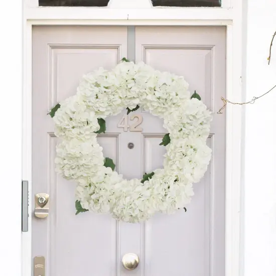 2-Pack: 24" White Hydrangea Wreath with Grapevine Ring Floral Home by Artificial Flowers {2}