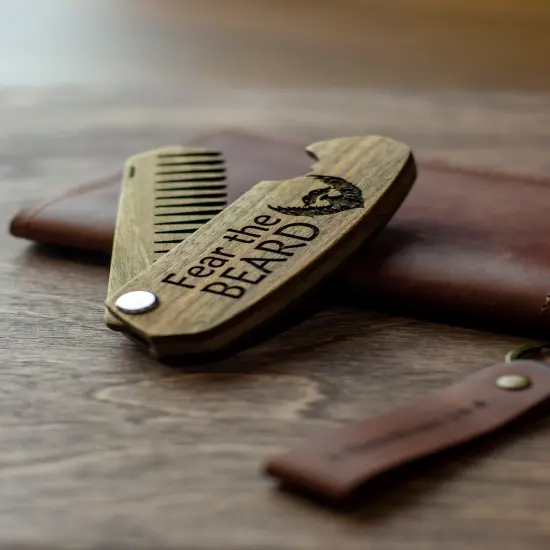 Wooden Beard Comb, Christmas Gift for Men, Personalized Groomsmen Gifts {3}