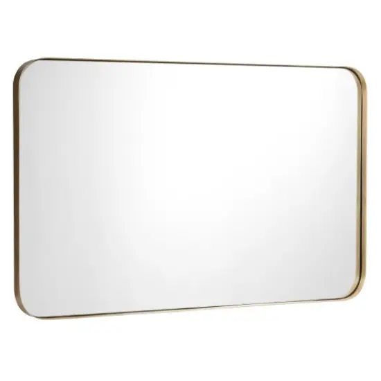 Wall-Mounted Rectangle Bathroom Mirror with Metal Frame Suitable for Home or Offices Golden {1}