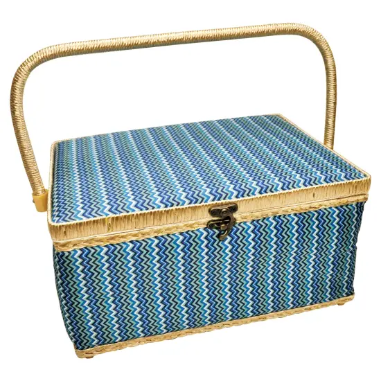 Folding Sewing Basket Chevron - blue {1}